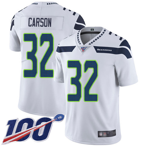 Seattle Seahawks Limited White Men Chris Carson Road Jersey NFL Football #32 100th Season Vapor Untouchable->youth nfl jersey->Youth Jersey